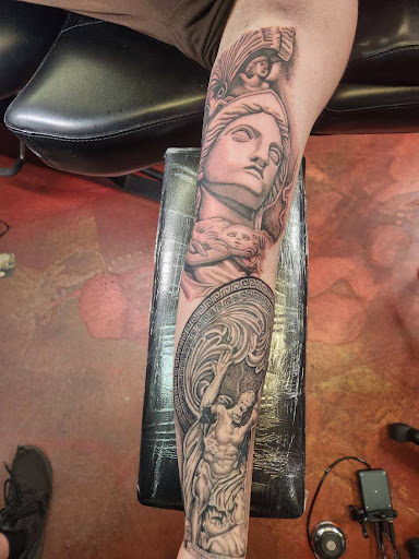 Explore forearm sleeve tattoo ideas, creative tattoo ideas in Inverness, available at The Perfect Spot Tattoos