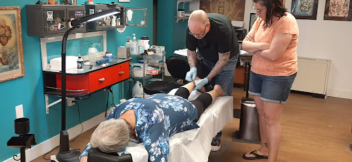 Explore shield tattoo ideas, creative tattoo ideas in Putnam, available at Red Spider Tattoo