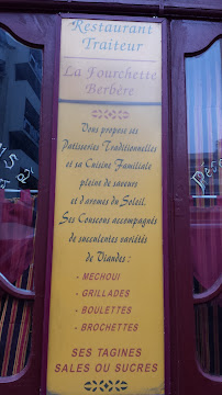Menu / carte de La Fourchette Berbère à Paris