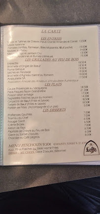 Restaurant français Cafe Du Cours à Vacqueyras (le menu)