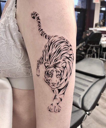 Explore womens leg sleeve tattoo ideas, creative tattoo ideas in Westland, available at Premier Tattoo Company Westland