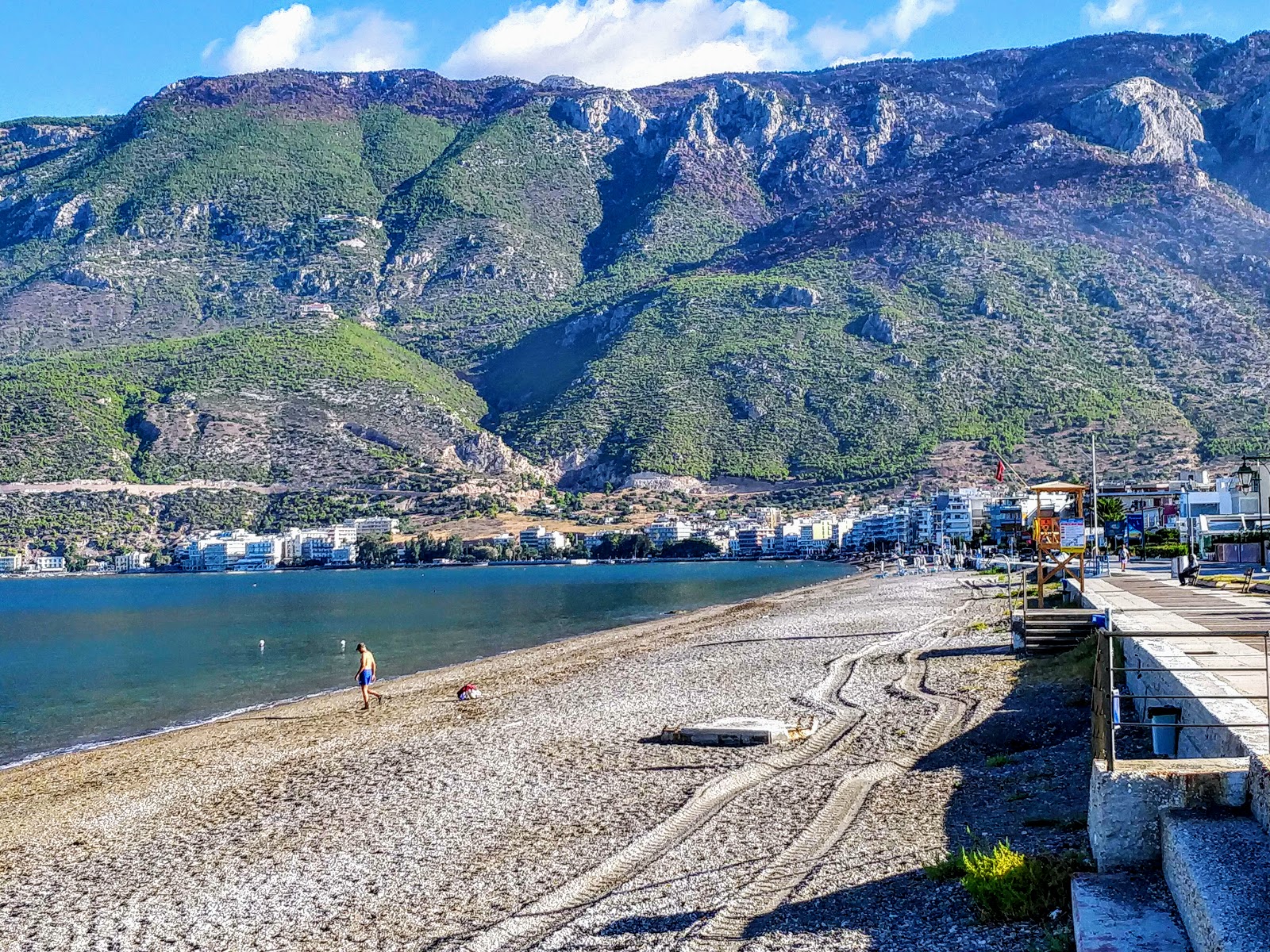 Photo of Loutraki main beach with long straight shore