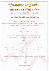 Menu du Magnolia à Sanremo