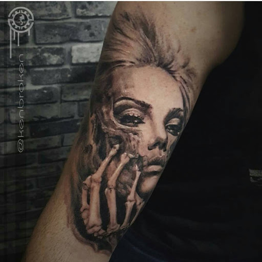 Explore mickey tattoo ideas, creative tattoo ideas in Woodside, available at Fiction Tattoo Inc.