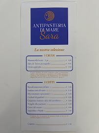 Carte du Antipasteria di mare Sara à Sirolo