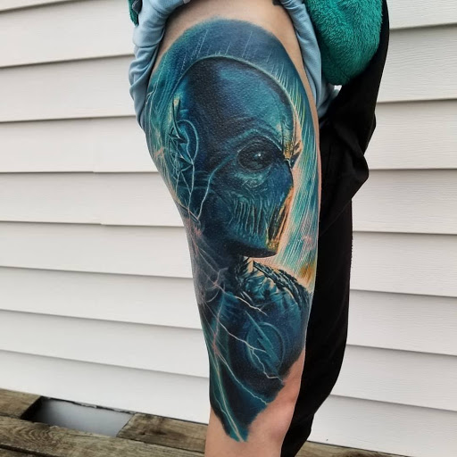 Explore tattoo sleeve shading ideas, creative tattoo ideas in Chatham, available at Cloud N9ne Tattoo Studio