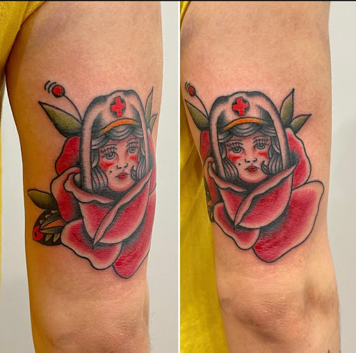 Explore pink panther tattoo ideas, creative tattoo ideas in Kansas City, available at Golden Stag Tattoo and Gallery