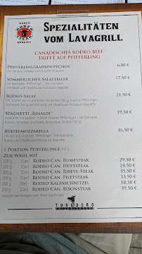 Carte du Torodoro Steakhouse à Friedrichroda