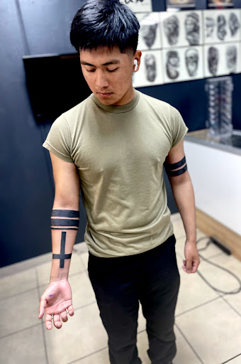 Explore tattoo thigh ideas, creative tattoo ideas in Augusta, available at Excalibur Art Collective