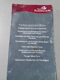 Menu du Rosencafé im Kloster Brunshausen à Bad Gandersheim