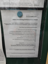 Restaurant allemand Gasthaus Siebenbrunn à Munich (le menu)