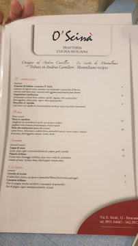Restaurant sicilien Trattoria o' Scinà à Syracuse (la carte)