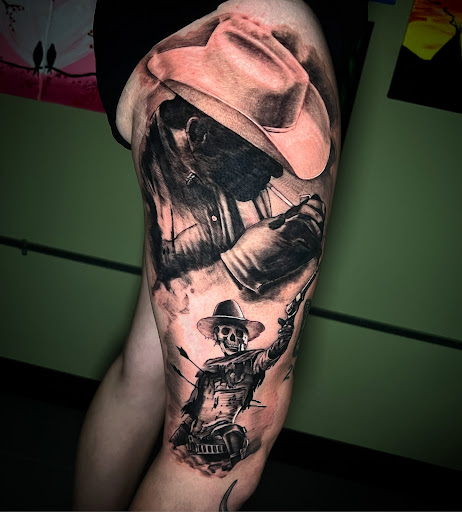 Explore colombia tattoo ideas, creative tattoo ideas in Roanoke, available at Saint Cecilias Art Studio
