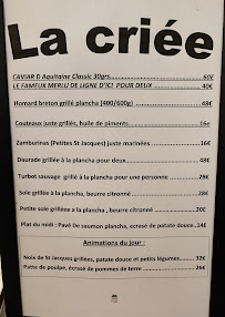 Menu du Restaurant Côtes & Mer à Bayonne