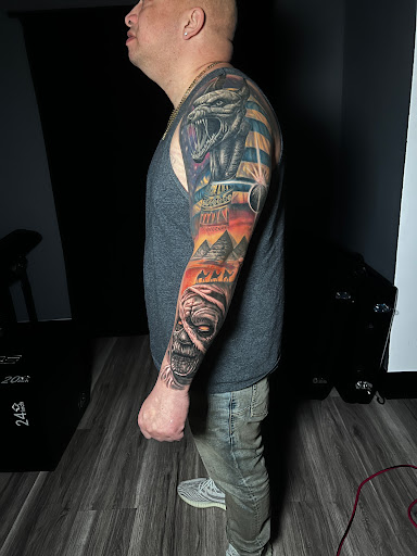 Explore trafalgar law tattoo ideas, creative tattoo ideas in Fontana, available at Iconiq Tattoo Studio