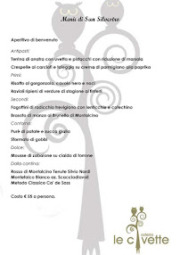 Restaurant Osteria Le Civette à Citerna (le menu)