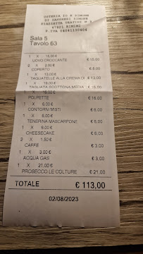 Restaurant italien Osteria io e Simone à Rimini (la carte)