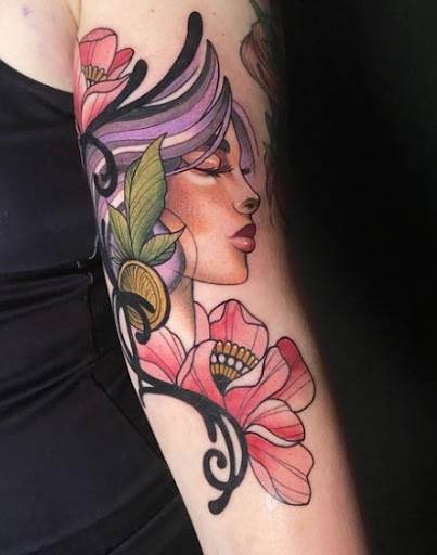 Explore flower arm tattoo ideas, creative tattoo ideas in Woodstock, available at Lost Lagoon Tattoo
