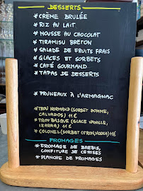 Restaurant français Le Volant Basque à Paris (le menu)