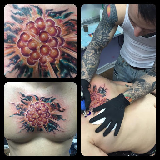 Explore tattoo cover up ideas for guys, creative tattoo ideas in Edgewood, available at Evolved Body Arts