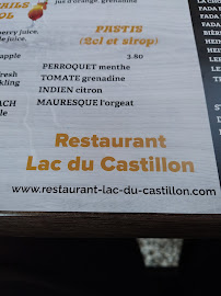 Restaurant Lac du Castillon à Castellane menu