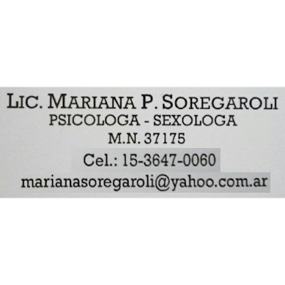 Lic. Mariana Soregaroli – Psicóloga (MN 37.175) Terapia Cognitivo Conductual - Sexóloga Clínica
