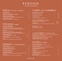 Ferona à Paris menu
