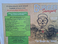 Restaurant de hamburgers Burger savoyard Chez Toto Saint Jean d'Aulps à Saint-Jean-d'Aulps - menu / carte