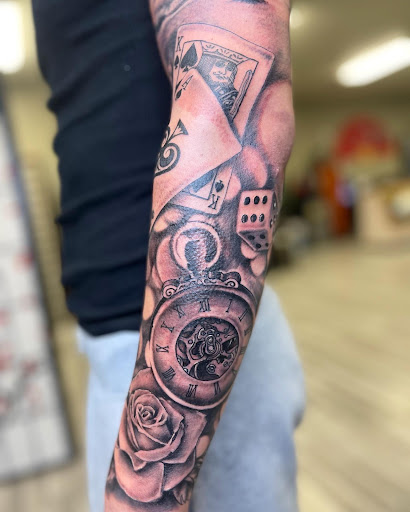 Explore women's arm tattoos ideas, creative tattoo ideas in Watford City, available at Soulful Ink Studios