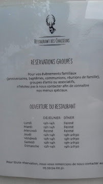 Restaurant des Chasseurs à Ascain menu
