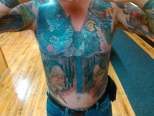 Explore floral tattoo sleeve ideas, creative tattoo ideas in Galesburg, available at Hawks Tattoos