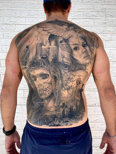 Explore traditional neck tattoo ideas, creative tattoo ideas in Pendleton, available at Just Another Hole in the Wall Tattoo