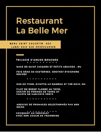 Carte du Restaurant La Belle Mer Cancale à Cancale