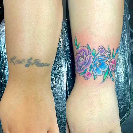 Explore couple hand tattoo ideas, creative tattoo ideas in Meridian, available at Creative Pain Tattoo Studio