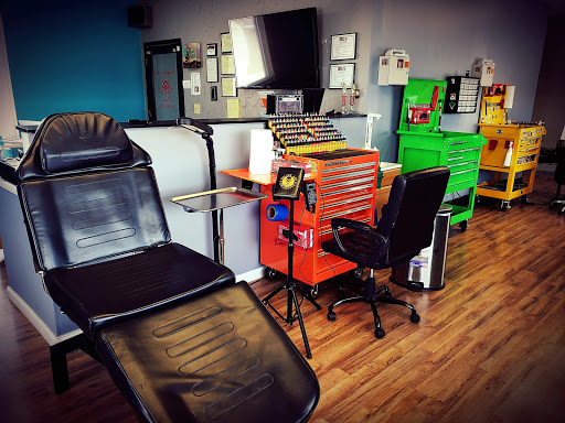 Explore black sleeve tattoo ideas, creative tattoo ideas in Muncie, available at Abandon all hope tattoo and body piercing