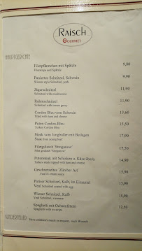 Hotel Raisch à Steinwenden menu