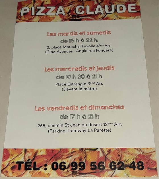 Pizza Claude 13012 Marseille