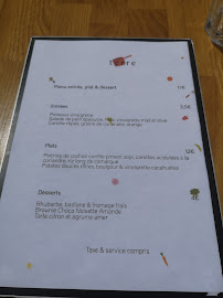 Terre Restaurant à Paris menu