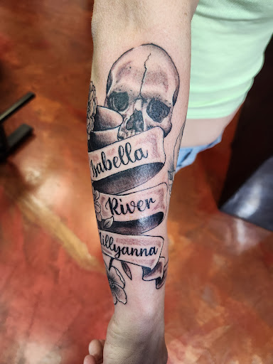 Explore tattoo cover up ideas on leg, creative tattoo ideas in Inverness, available at The Perfect Spot Tattoos