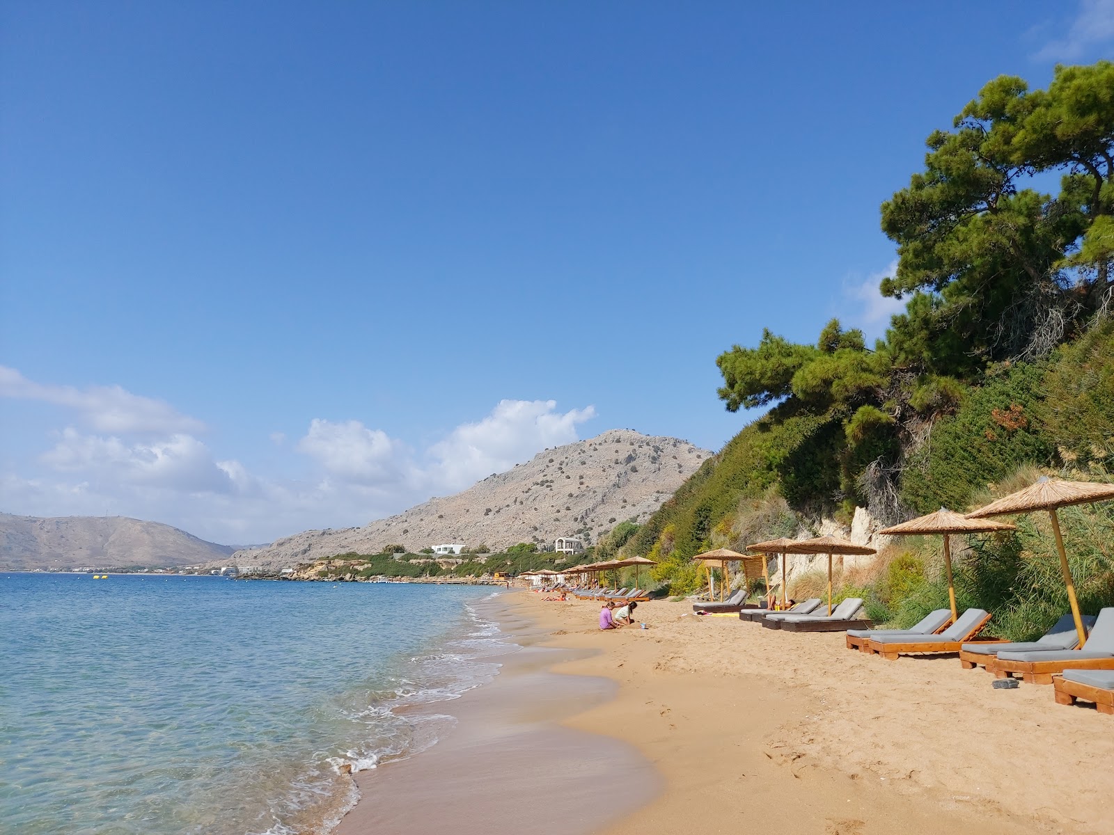 Photo of Pefkos Beach with turquoise pure water surface