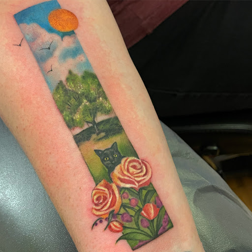 Explore back shoulder tattoo ideas for men, creative tattoo ideas in Milwaukee, available at Samantha Weeks Tattoo Artist by appointment only