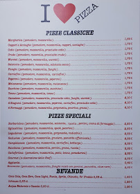 Menu / carte de I Love pizza à Cagliari