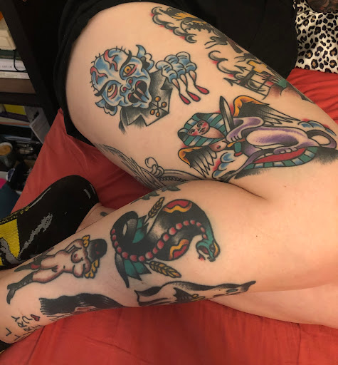 Explore tattoo ideas leg calf, creative tattoo ideas in Northfield, available at Trifecta Tattoo Parlor