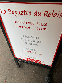 La Baguette du Relais à Paris menu