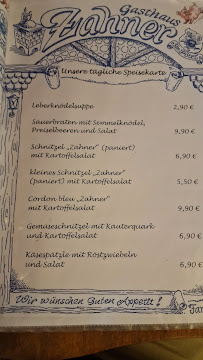 Carte du Restaurant Zahner à Weiden in der Oberpfalz