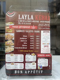 Menu du Layla Kebab à Ombrée d'Anjou