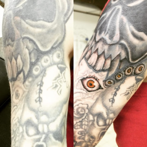 Explore leg tribal tattoo ideas, creative tattoo ideas in Carbondale, available at MsCandyTattoo