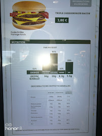 Menu / carte de McDonald's à Aubagne