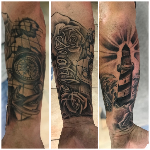 Explore cover up shoulder tattoo ideas, creative tattoo ideas in Baytown, available at Big Juniors Tattoos