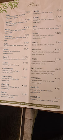 Pizzeria Regisole Hostaria à Pavia (le menu)